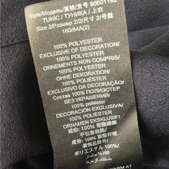 Tory Burch Ariana navy tunic embroidered trim long sleeve Size 2 - Picture 10 of 11